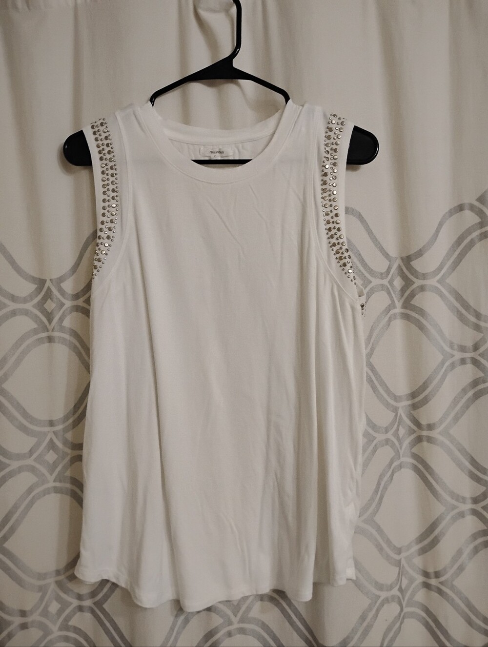 Maurice Sleeveless White Stud-Embellished Tank Top